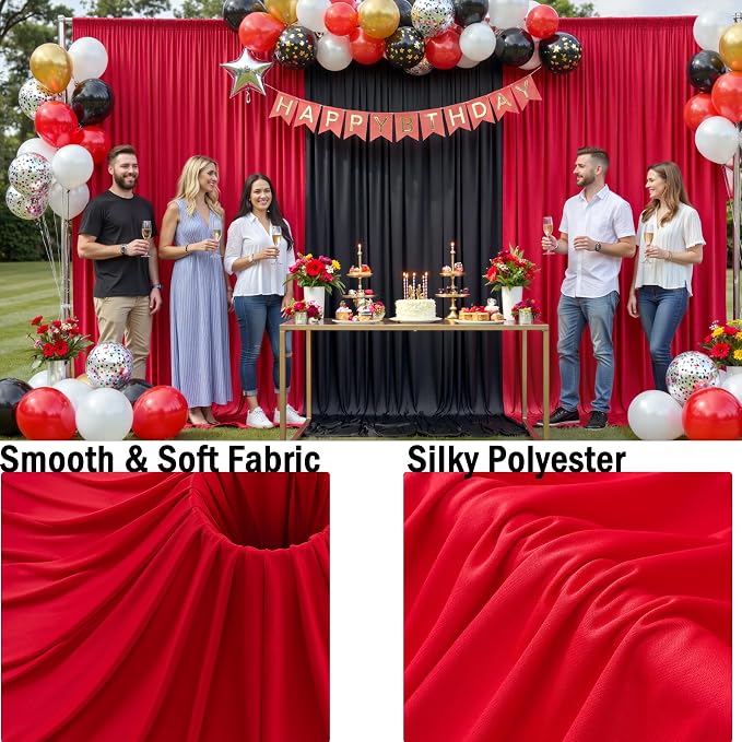 10 Panels 5x10ft Red Backdrop Curtains for Parties, Wrinkle Free Red Photo Backdrop Drapes Back Drop Cloth Drapery for Wedding Birthday Photography Baby Shower Background Decor - Image 5