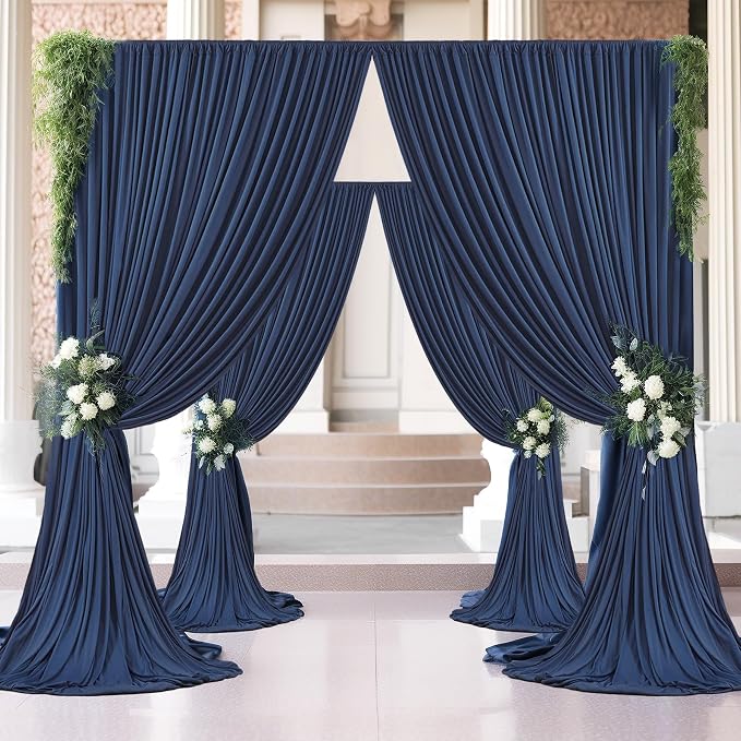 10x12 Navy Blue Backdrop Curtains for Wedding Party Wrinkle Free Backdrops Curtain Drapes Fabric Decorations Photo Back Drop Cloth for Baby Shower Photography Stage Reception 5ft x 12ft,2 Panels - Image 9