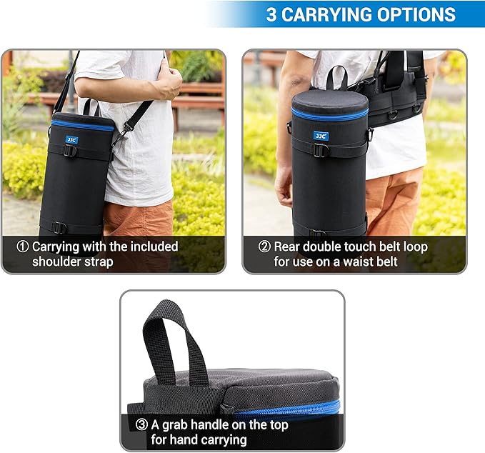 JJC Deluxe Lens Case Pouch Bag for Nikon Z 180-600mm Lens Below 5.5"x14.6" | for Canon RF 200-800mm f6.3-9 IS USM, Sony FE 200-600mm f5.6-6.3, Nikon Z 180-600mm f5.6-6.3 VR, Z 600mm f6.3 VR Lens & More - Image 6