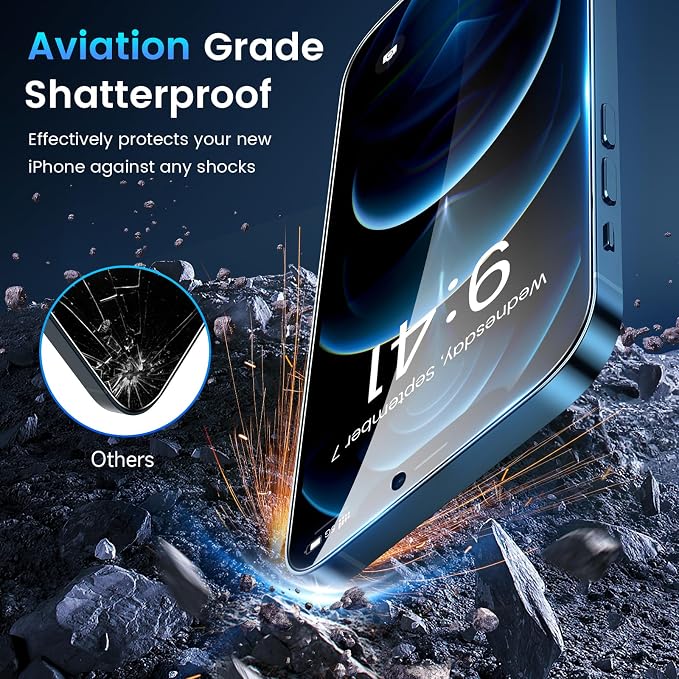 Fotbor for [3+3 Pack] iPhone 12 Mini Screen Protector with Camera Lens Protector, 9H Shatterproof Tempered Glass Film with Easy Installation Frame, HD Clear Sensitive Full Coverage 5.4 Inch - Image 3