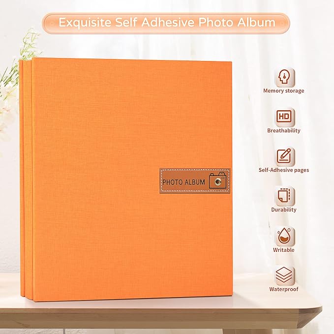 Popotop Large Photo Album Self Adhesive 4x6 5x7 8x10 Scrapbook Album DIY Picture Book,Gifts for Mom,Family Baby and Wedding,with Metal Pen and Plastic Board - Image 2