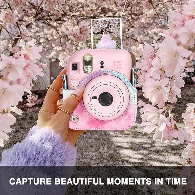 CAIYOULE Camera Case for Fujifilm Instax Mini 12 Instant Film Camera | Protective Camera Case, Camera Crossbody Bag for Fuji Mini 12 with Photo Album, Adjustable Shoulder Strap, Blue Pink - Image 6
