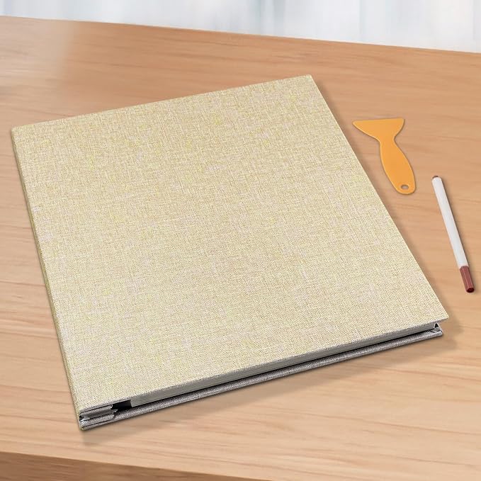Large Photo Album Self Adhesive Scrapbook Album for 4×6 5×7 8×10 Pictures DIY Magnetic Linen Cover Album 60 Pages for Family Wedding Gifts with Metal Pen and Plastic Board - Image 6