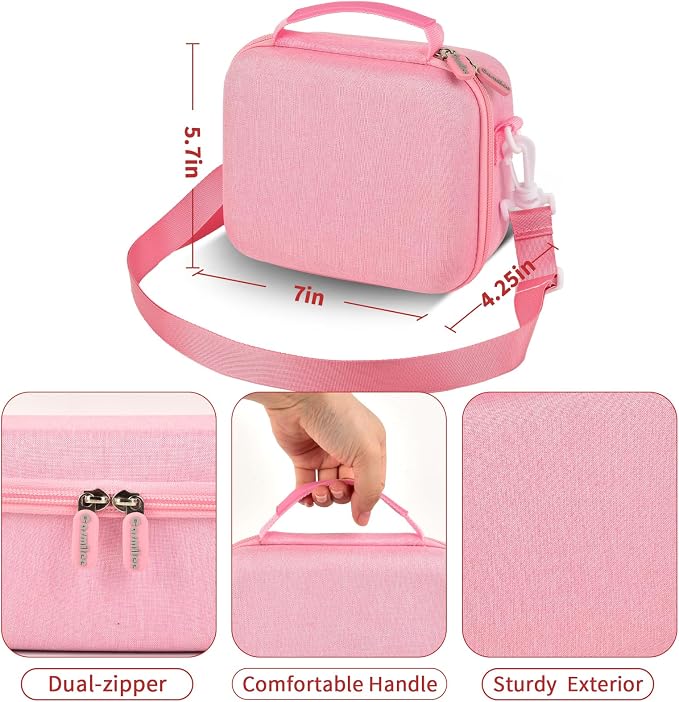 casmilee Camera Case for Sony Alpha ZV-E10 Alpha a6400/ a6700/ a6100/ a6000/ a6600/ a6500 Mirrorless Digital Camera, Hard Travel Bag with a Shoulder Strap for Lens & Accessories (Pink, Medium) - Image 6