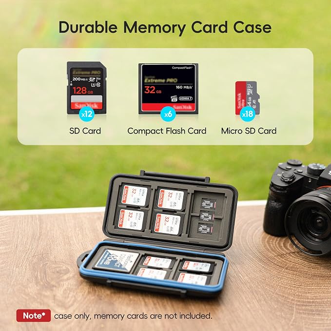 JJC CF Card Case SD Card Case Micro SD Card Case TF Card Case CF Card Holder SD Card Holder Micro SD Card Holder TF Card Holder for 6 CF & 12 SD & 18 Micro SD Card,Water-Resistant and Shockproof | 36 Slots CF Card Storage Case, IPX6 Water-Resistant & S... - Image 2