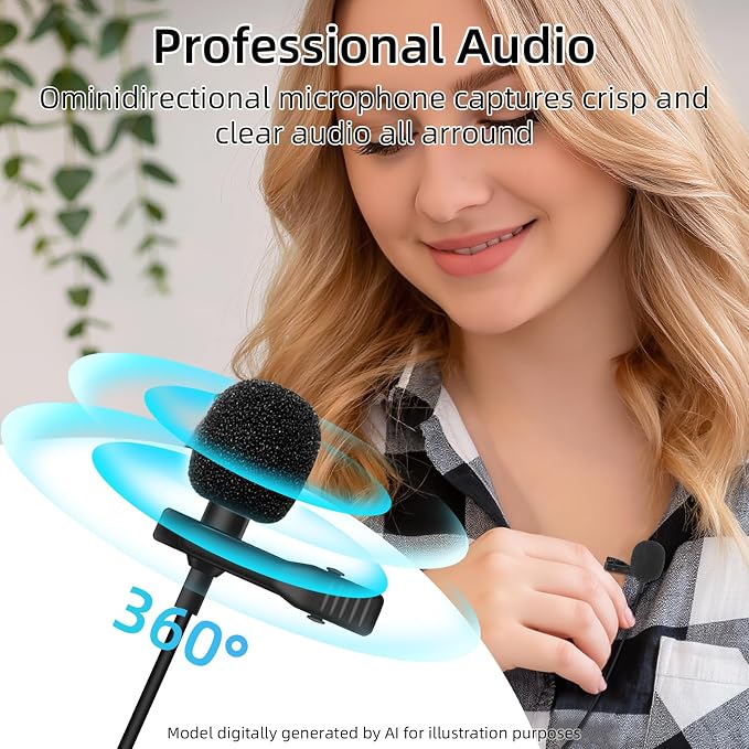 GELRHONR 3.5mm Lavalier Microphone, 3.5mm(1/8") TS Plug Invisible Lapel Microphone Wired for Public Speaking Amplifiers, Video Production, Events, Conferences 4.9FT (TS) - Image 3