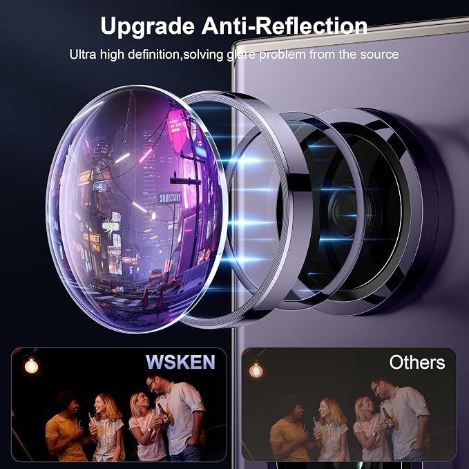 WSKEN for Samsung Galaxy S24 Ultra Camera Lens Protector - Ultra Thin | Case Friendly, 9H Shatterproof Tempered Glass, Anti Scratch Metal Circle, Camera Screen Protector Cover Accessories, Violet - Image 2