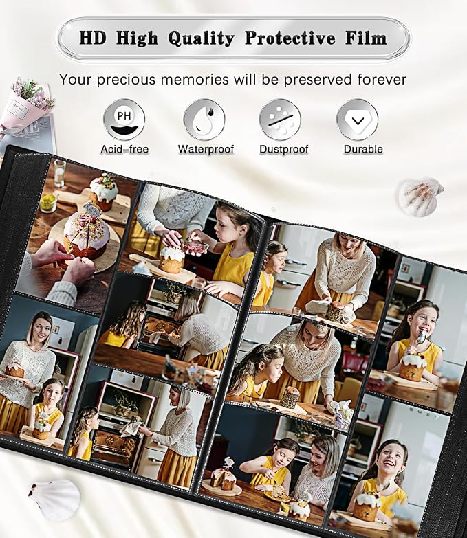 Ejblfe Photo Album 4x6,Linen Cover Slide-in Photo Album Book Can Holds 1000 4x6 Photos with 100 Black Sheets for Family,Wedding,Baby and Holiday Pictures (Black) - Image 4