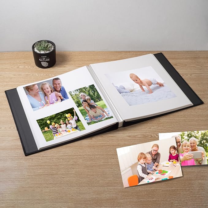 Large Photo Album Self Adhesive Scrapbook Album for 4×6 5×7 8×10 Pictures DIY Magnetic Linen Cover Album 40 Pages for Family Wedding Gifts with Metal Pen and Plastic - Image 2