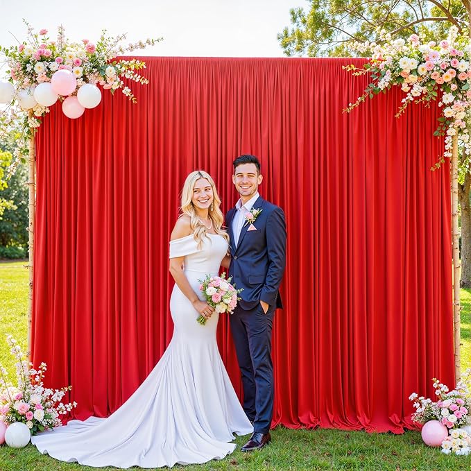 8 Panels Red Backdrop Curtain for Parties Wedding Wrinkle Free Red Photo Curtains Backdrop Drapes Fabric Decoration for Christmas Birthday Party Baby Shower 40ft(W) x 10ft(H) - Image 8