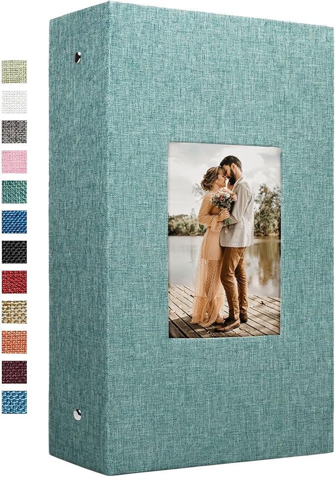 Vienrose 4x6 Photo Album,420 Pockets,Linen Cover with Window,Green | Linen Hardcover, Slip In Photo Book, Family Memory Album, Travel Keepsake by Vienrose