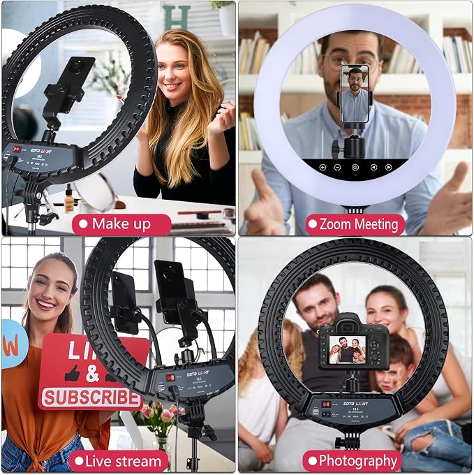 Upgraded 18 inch LED Ring Light with Tripod Stand, Selfie Ring Light with Touch Panel for Makeup Studio Portrait YouTube Vlog Video Shooting with Carrying Bag and Remote Controller, CRI>90 - Image 7