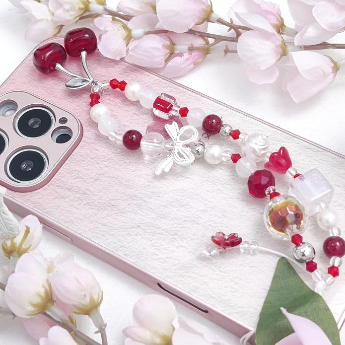 cioatu Phone Charms Cute Cherry Butterfly Cell Phone Lanyard Strap Wrist Strap for Bag Airpods Camera Pendants Decor - Image 5