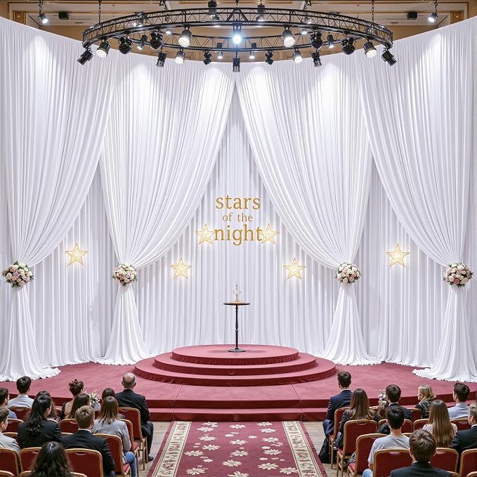40ftx10ft Wrinkle Free White Backdrop Curtain - 10 Feet Photography Backdrop Drapes, Silky Polyester Back Drop Cloth for Wedding Baby Shower Balloon Arch Background - Image 2