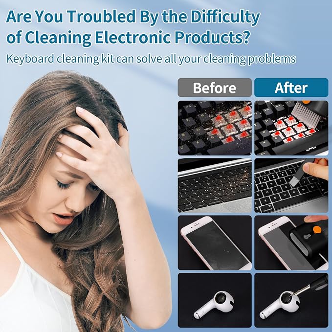 Keyboard Cleaner for Laptop, MacBook, Tablet, Multi-Function Cleaning Kit | Includes screen cleaning spray, microfiber wipe, and brush for cleaning phone, earbuds, Computer, and other tech electronics - Image 3