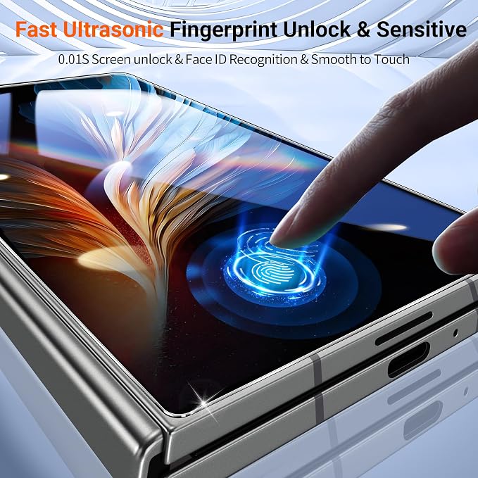letosan 3 Pack for Samsung Galaxy Z Fold 8 Ultra Screen Protector Tempered Glass + 1 Pack Camera Lens Protector, Military Grade Shatterproof, 9H+ Hardness, Auto Alignment Frame 6.5 Inch - Image 5