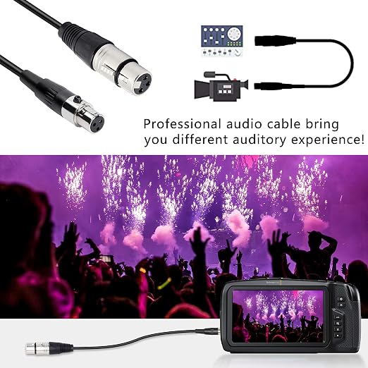 XMSJSIY Mini Female XLR to XLR Female Audio Cable Adapter 3 Pin XLR | to Mini 3 Pin XLR Microphone Cable Wire for Lavalier Mic Camera-1 Pcs (Mini XLR Female to XLR Female) - Image 6