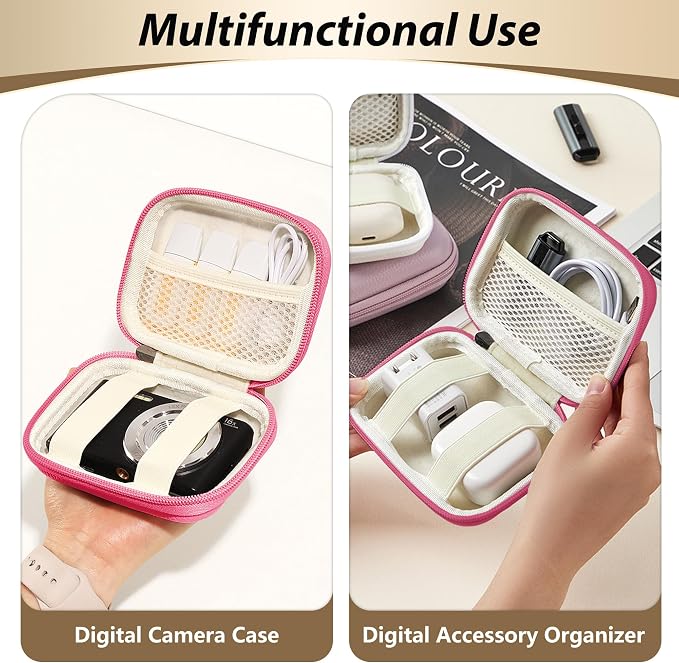 Digital Camera Case for KODAK PIXPRO FZ55/FZ45, Case Only, Rose Pink | Fits CAMKORY DC403 and Canon PowerShot ELPH 360 HS Compact Digital Cameras, Small Hard Shell Camera Pouch with Mesh Pocket - Image 7