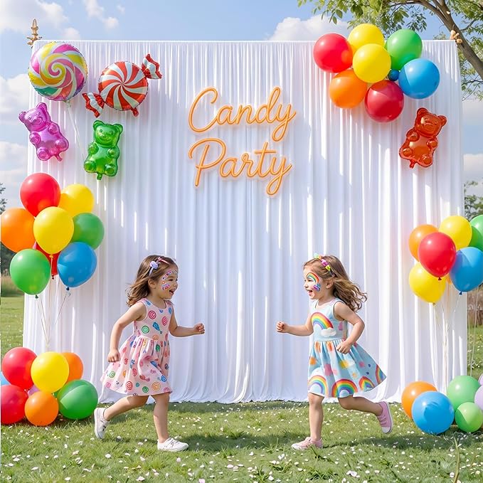 10x10ft Wrinkle Free White Backdrop Curtains for Party Background, 2 Panels 5x10ft Silky Polyester Photo Backdrop Drapes Back Drop Cloth for Wedding Birthday Photography Baby Shower Decor - Image 7