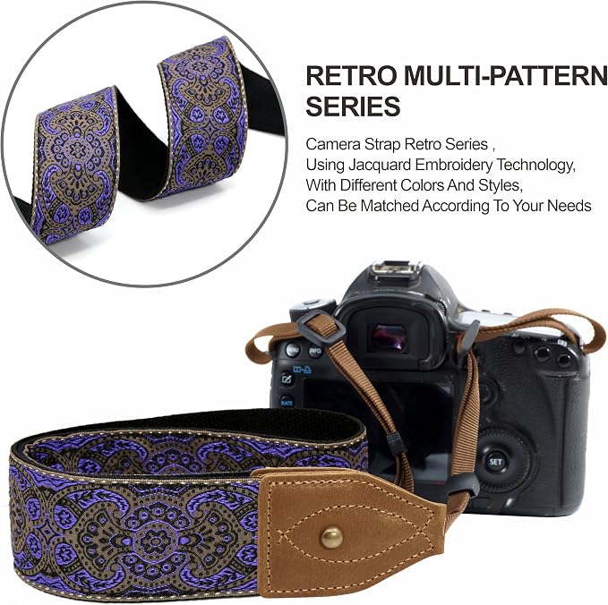 Padwa Lifestyle 2" Wide Classic Crazy Horse Art Cowhide Head Cotton Camera Straps for Photographers - Image 5