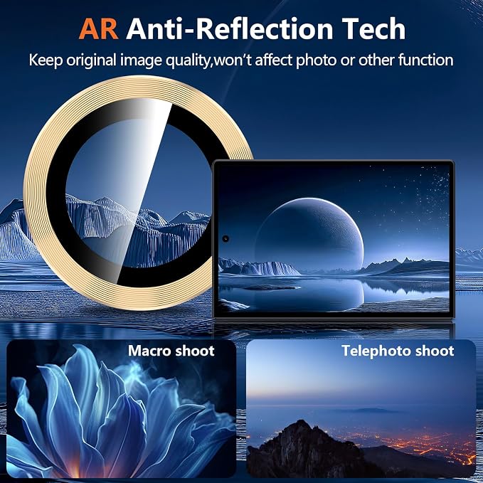 for Samsung Galaxy Z Fold 8 Camera Lens Protector, Individual Metal Ring Tempered Glass Lens Cover, [Strong Adsorption] Scratch Resistant Ultra-Thin HD Clear Lens Cover, 1 Set-Gold - Image 3