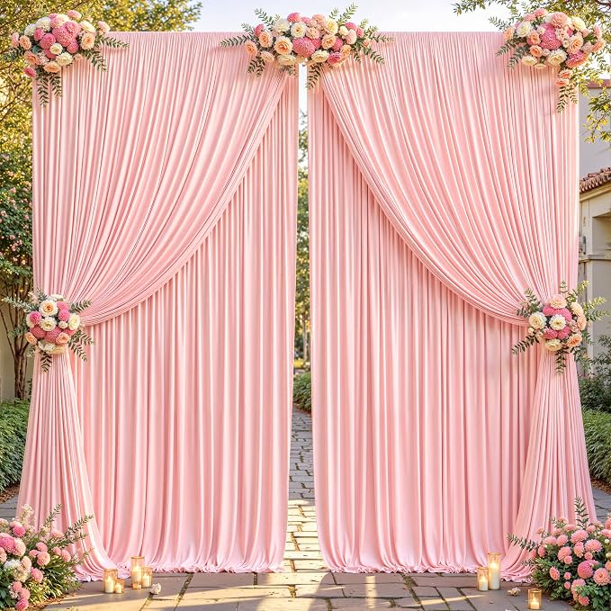 Blush Pink Backdrop Curtains-Wrinkle-Free Polyester Photography Drapes Party Curtain Background for Baby Shower Wedding Decorations- 40 X10FT - Image 7