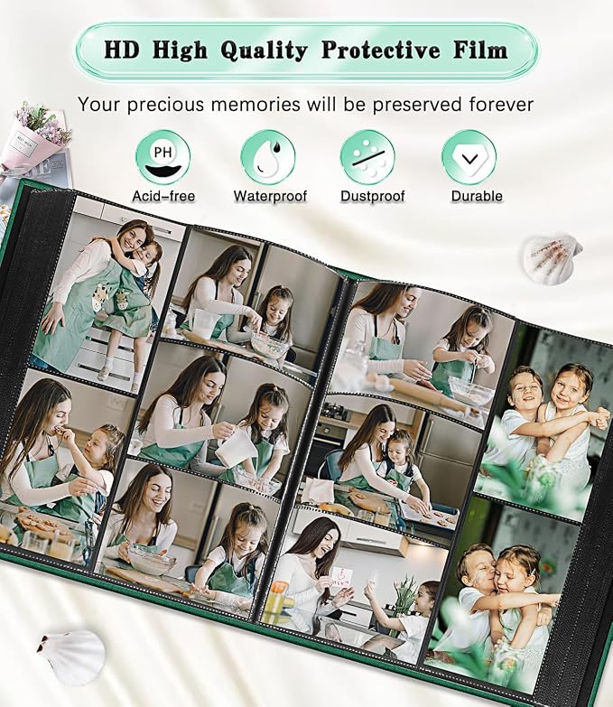 Ejblfe Photo Album 4x6,Linen Cover Slide-in Photo Album Book Can Holds 600 4x6 Photos with 60 Black Sheets for Family,Wedding,Baby and Holiday Pictures (Dark green) - Image 4