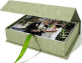 Vienrose Small Photo Storage Box, 5"x7", Linen Postcard Keeper, Grass Green | 1Pc Sturdy Linen Cover Box for Photos, Postcards & Sticker Storage, Perfect for Home, Office, Craft Room, and Travel by Vienrose