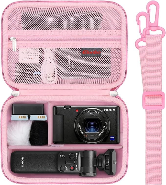 Elonbo Carrying Case for Sony ZV-1F / ZV-1 / ZV-1 II Digital Camera, Black | Sony ZV 1F Vlogging Camera Hard Travel Protective Bag, Vlogger Accessory Kit Tripod Microphone Grip Organizer Holder by Elonbo