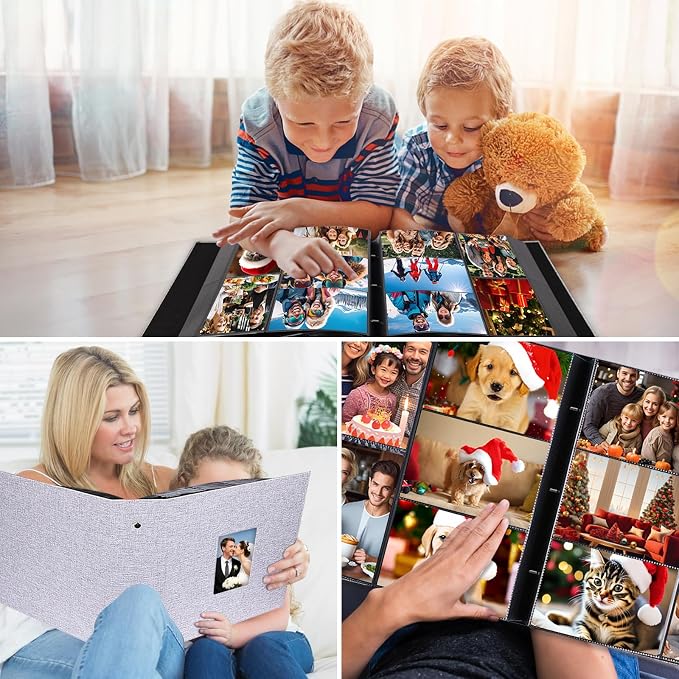 Extra Large Capacity 4x6 Photo Album, Holds 1000 Photos, Gray | Linen Hardcover, Horizontal & Vertical 4x6 Pockets, Removable Acid-Free Pages, Front Display Window, Family, Wedding & Travel - Image 8