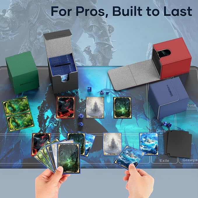 Mlikero 4 Pack Card Deck Box, Commander Deck Box Holds 400+ Single Sleeved Cards with 4 Dividers, Leather Magnetic Card Box Fit for MTG, TCG (4 Colors) - Image 6