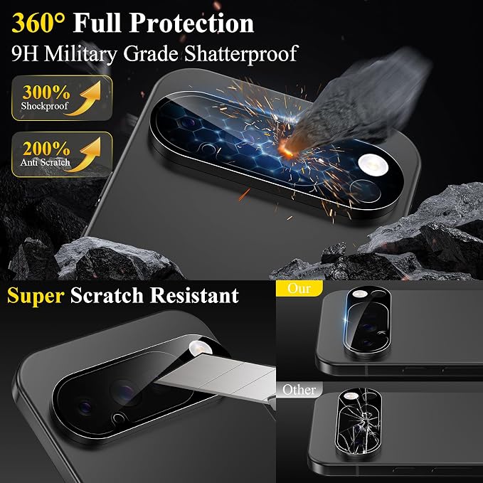 4 Pack Camera Lens Protector for Google Pixel 10 Pro(Not for 10 Pro XL) | 9H Tempered Glass Camera Lens Cover Decoration, Case Friendly, High Definition, Scratch-Resistant - Image 3
