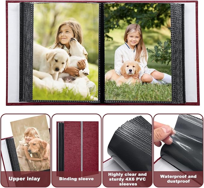 Photo Album 4x6 100 Pockets for Wedding Gifts,Linen Hardcover Picture Albums for Family Anniversary Baby Vacation Pictures - Image 6