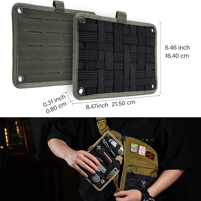 TACTICAL_GEEK EDC Organizer Board, Anti-Slip Elastic Woven Board, Utility Bag Insert Panel for Small Gear, Backpack Accessories (TCM-Green) - Image 3
