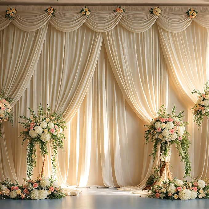 40ft x 10ft Wrinkle Free Champagne Backdrop Curtains for Parties, 8 Panels Thick Fabric Photo Backdrop Drapes for Weddings Photography Birthday Party Backgrpund Decor - Image 3