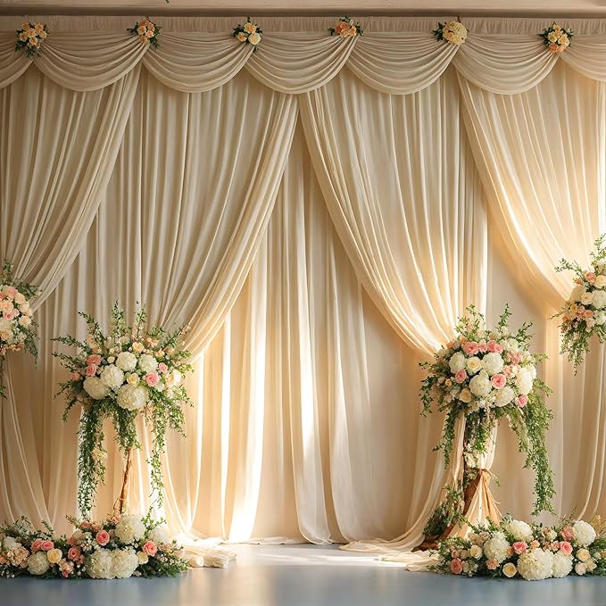10ft x 8ft Wrinkle Free Champagne Backdrop Curtains for Parties, Thick Fabric Photo Backdrop Drapes for Weddings Photography Birthday Party Backgrpund Decor - Image 5