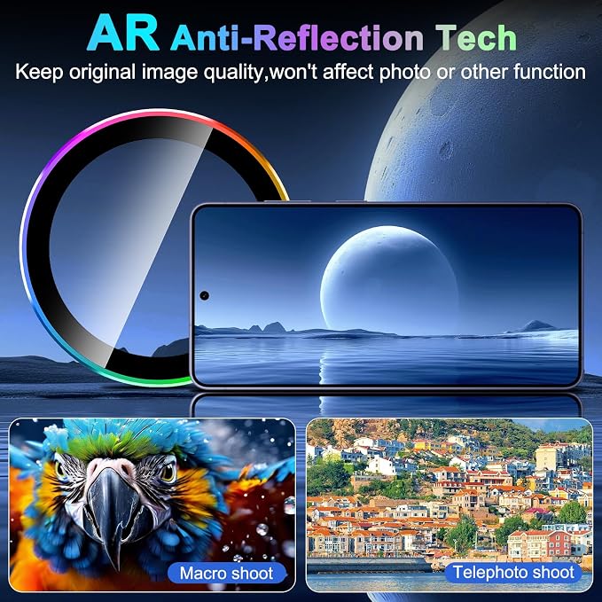Meshine for Samsung Galaxy S26 Ultra Camera Lens Protector,Scratch Proof,Strong Adsorption,9H Hardness with Metal Ring Camera Cover,Ultra Thin Case Friendly, Accessories Lens Protector,Colorful - Image 4