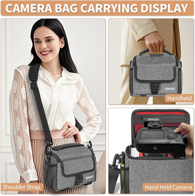 Camera Carrying Case, Camera Storage Bags Anti-Shock Crossbody Camera Case | Digital Camera Case with Rain Cover Compatible for Canon EOS R50 M50 Powershot SX540 SX70, Nikon Coolpix, Sony a6100 a6400 - Image 7