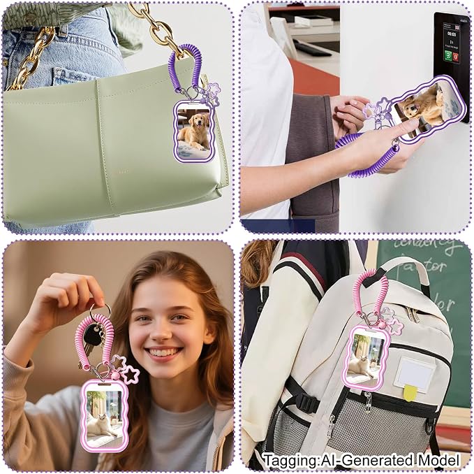 2 Pack Cute Photocard Holder Keychain,Kpop Photo Card Holder | Creative Photo Protector Keychain Accessories for Bus Card, Daily Display & Travel Decorations Gifts - Image 7