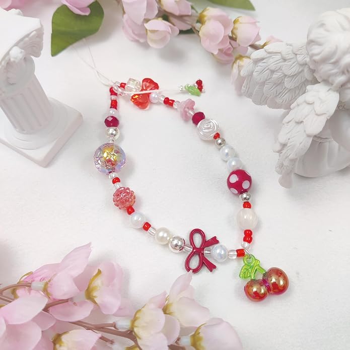 cioatu Phone Charms Cute Cherry Butterfly Cell Phone Lanyard Strap Wrist Strap for Bag Airpods Camera Pendants Decor - Image 2
