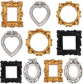 Vicenpal 10 Pcs Black, Gold, Silver Mini Vintage Picture Frames Bulk | Small Vintage Photo Frames, Antique, Resin, Baroque, Ornate, Cute Wallet Size, for DIY Jewelry Gifts Christmas Wedding Decor by Vicenpal