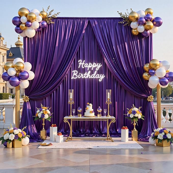 20x10FT Purple Sequin Backdrop Curtain for Party - 4 Panels 5x10FT Wrinkle-Free Shimmer Drapes for Birthday, Wedding, Christmas, Decorations & Photography - Image 3
