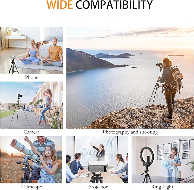 71″ Camera Tripod Aluminum Tall Tripod Stand for Canon Nikon Phone | with Wireless Remote Phone Holder and Travel Bag Max Load 6.6 LB - Image 2