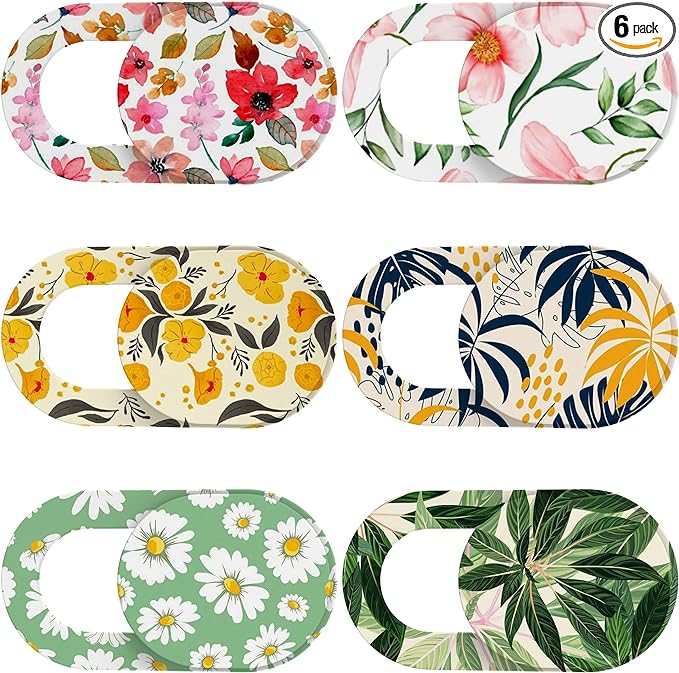 Yilador Laptop Camera Cover Slide Cute (6 Pack), Ultra Thin Webcam Cover for iPhone iPad MacBook Pro Computer iMac Cell Phone PC Accessories, 0.03" Camera Blocker Slider, Great for Privacy - Flowers by ElevateYourLife