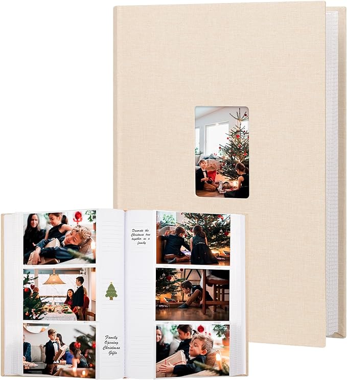 450 Pocket 4x6 Photo Album with Writing Space, Linen Cover, Beige | Large Capacity, 4x6 Album Book, with Memo for Family, Wedding Baby, Travel Memories Graduation Pictures by Xfveiwoo