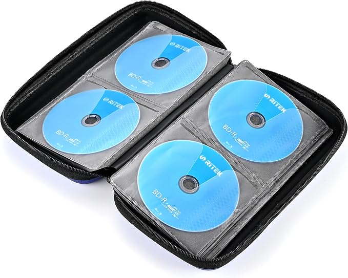 alavisxf xx CD Case, 96 Capacity Protective Zipper Disc Wallet for Car | EVA Shock-resistant, Double Zipper Closure, Portable Handle, DVD Storage Organizer, Anti-Slip Sleeves, for Home Office Travel - Image 5