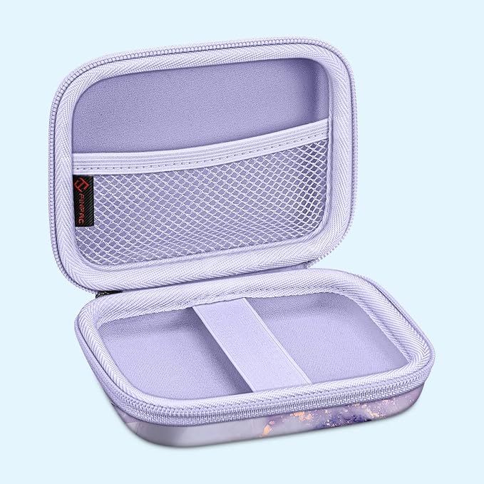 FINTIE Protective Case for Canon Ivy 2 Mini, CLIQ2 & CLIQ+2 Photo Printer | Shockproof Hard Shell Carrying Case, With Wrist Strap, Pocket Camera Storage, Charger Cable Organizer, Lilac Marble - Image 6
