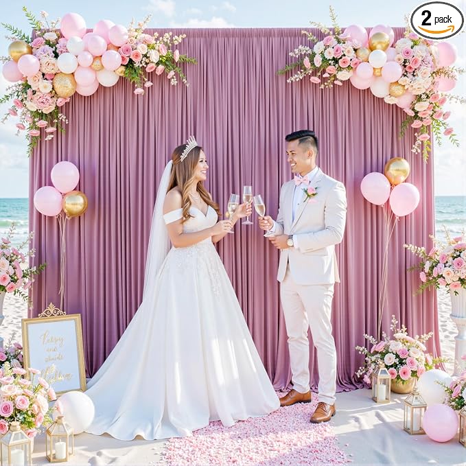 Dusty Pink Backdrop Curtain for Parties Wedding Wrinkle Free Pink Photo Curtains Backdrop Drapes Fabric Decoration for Birthday Party Baby Shower 5ft x 7ft,2 Panels by Tao-GePartyDecorations
