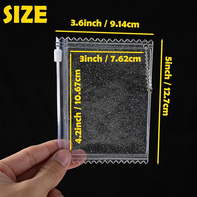 H&W 2PCS Shiny Sweet Candy Photocard Holder for 3 inch Postcard Lomo Cards | PVC Cardholder Plastic Cover Keychain Holder, With Gift 2 Bead Chains (2) - Image 2