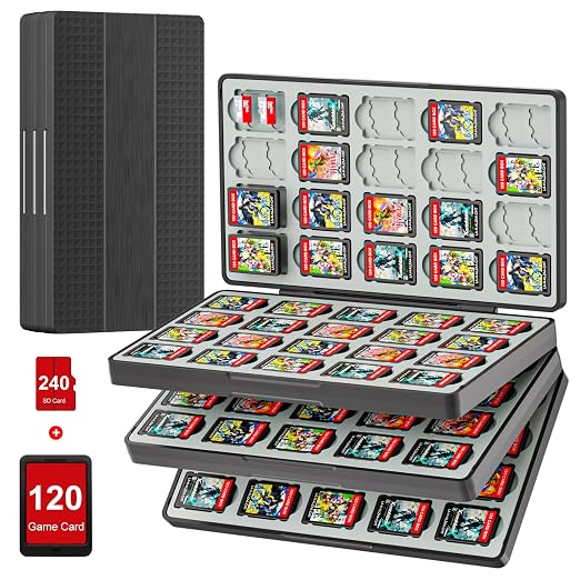 iPLYGAM Switch Game Case for Nintendo Switch 2/Switch/OLED/Lite with 120 Slots and 240 Memory Micro SD Card Storage, Portable Travel Switch Game Holder Organizer, Game Card Protective Festival Gift by Unknown